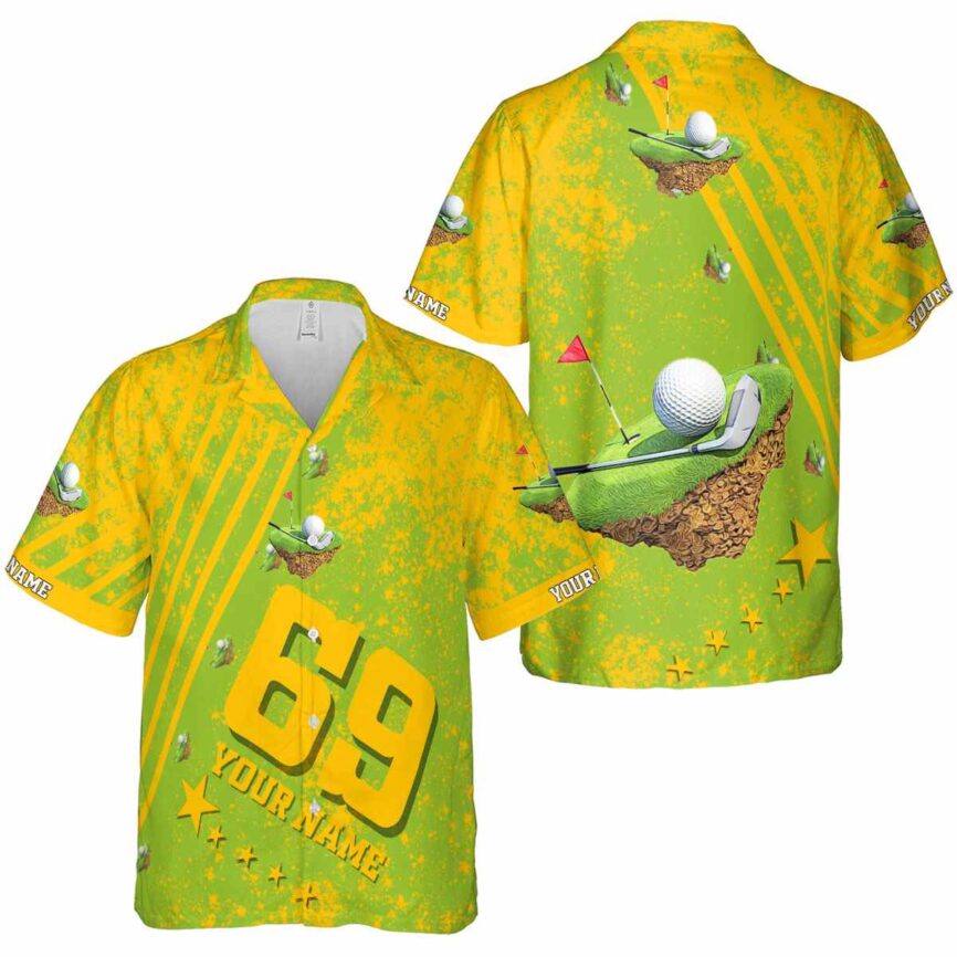 Personalized Golf Stripe Burst Hawaiian Shirt Premium grade