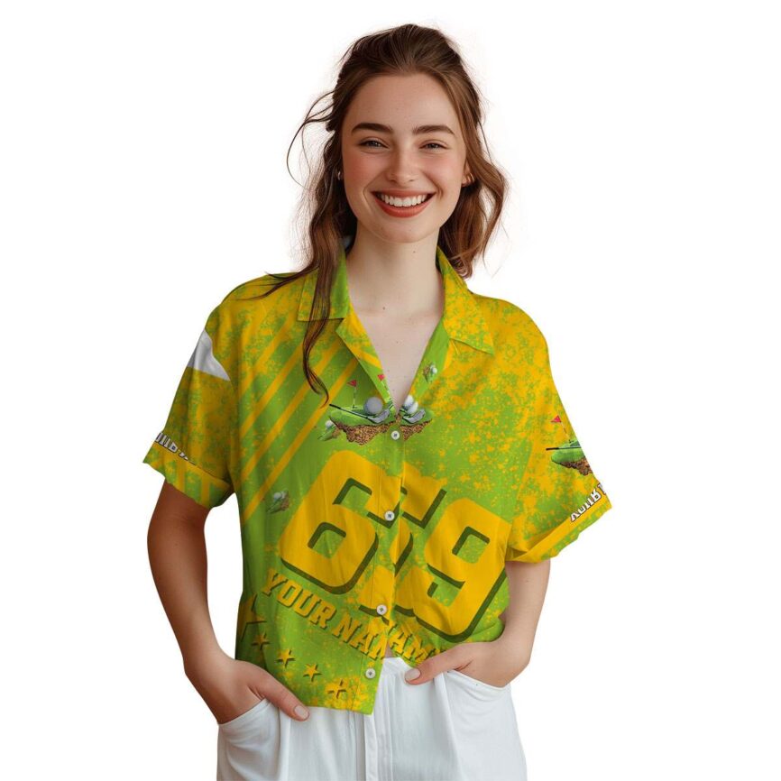Personalized Golf Stripe Burst Hawaiian Shirt Top rated