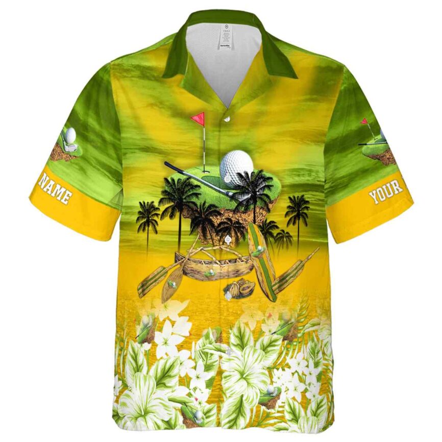 Personalized Golf Sunset Beach Canoe Hawaiian Shirt Fashion forward