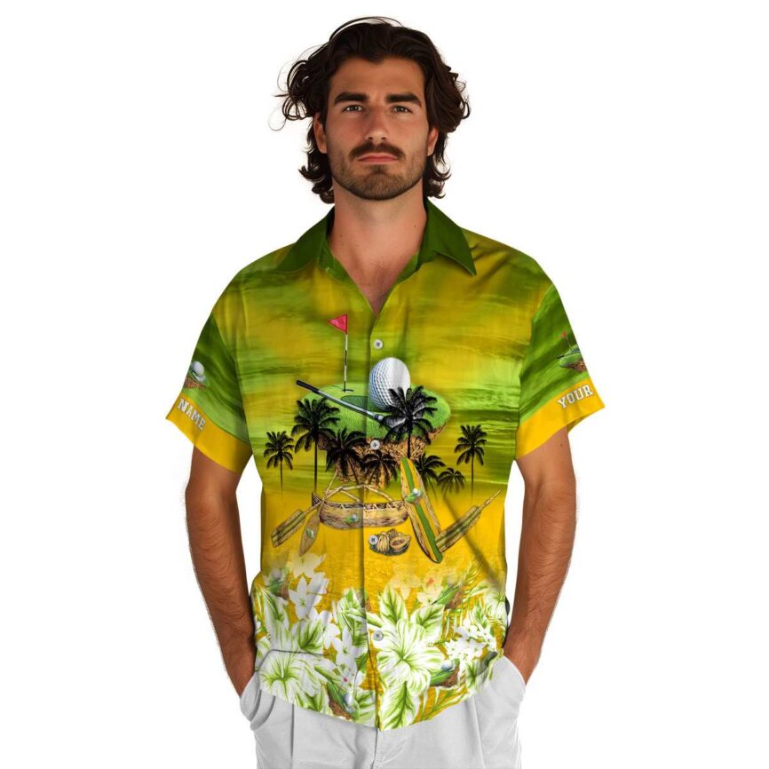 Personalized Golf Sunset Beach Canoe Hawaiian Shirt New Arrival