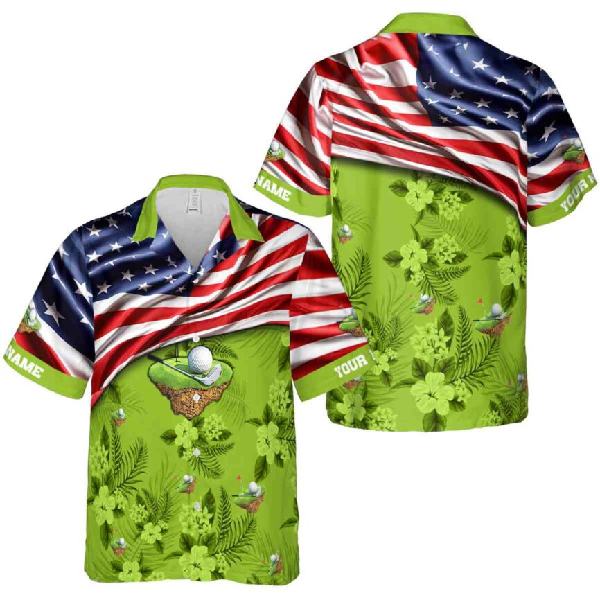 Personalized Golf US Flag Themed Hawaiian Shirt Premium grade