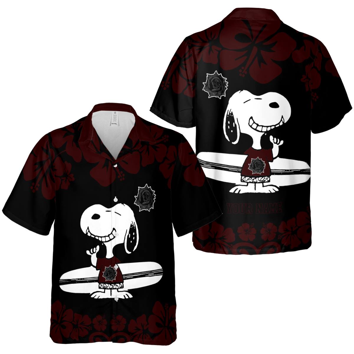 Personalized Goth Surfing Snoopy Hawaiian Shirt Premium grade Personalized Goth Surfing Snoopy Hawaiian Shirt Premium grade
