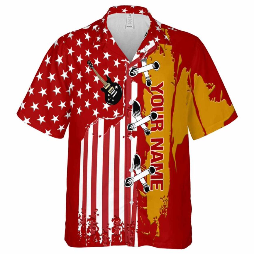 Personalized Guitar Flag Stitches Hawaiian Shirt Fashion forward