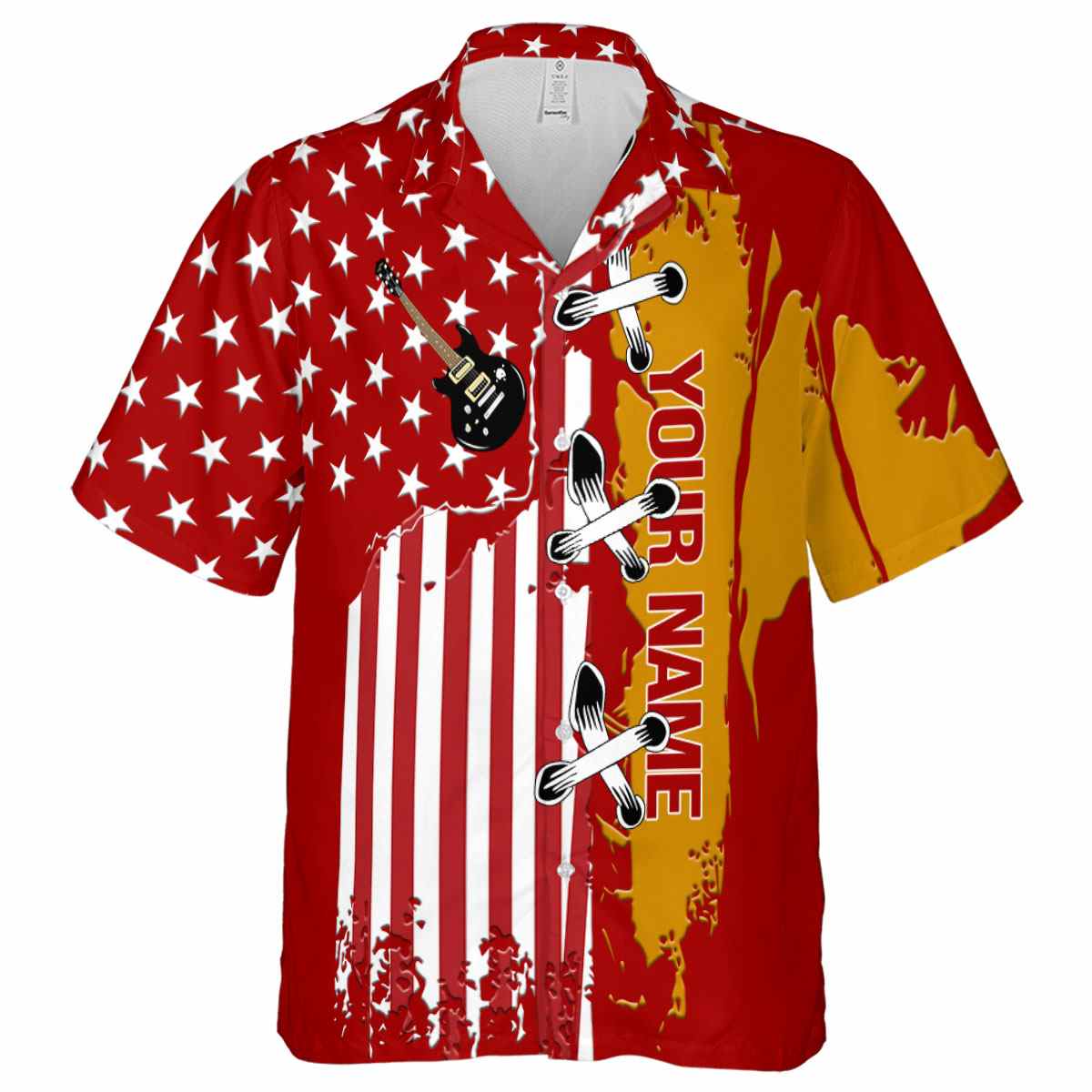 Personalized Guitar Flag Stitches Hawaiian Shirt Fashion forward Personalized Guitar Flag Stitches Hawaiian Shirt Fashion forward