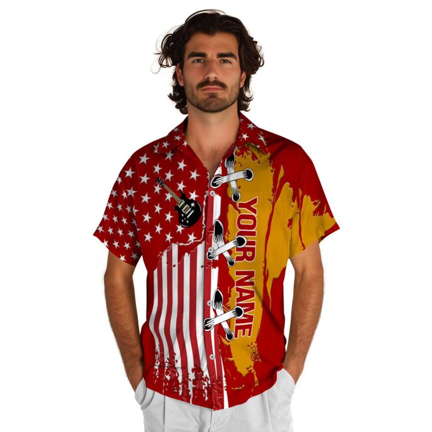 Personalized Guitar Flag Stitches Hawaiian Shirt New Arrival