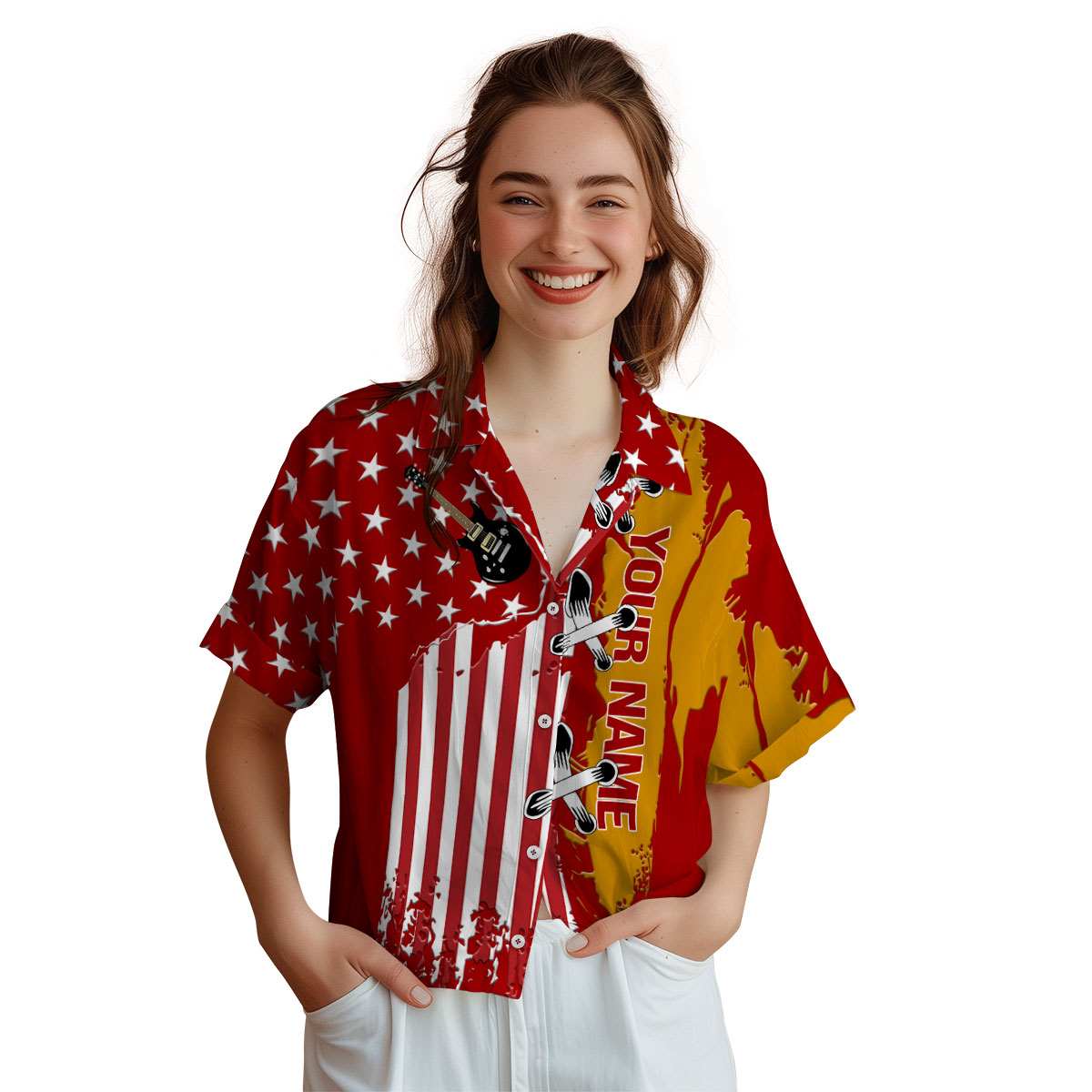 Personalized Guitar Flag Stitches Hawaiian Shirt Top rated Personalized Guitar Flag Stitches Hawaiian Shirt Top rated