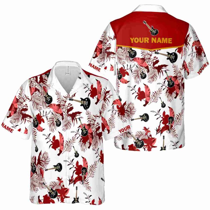 Personalized Guitar Leafy Accents Hawaiian Shirt Premium grade