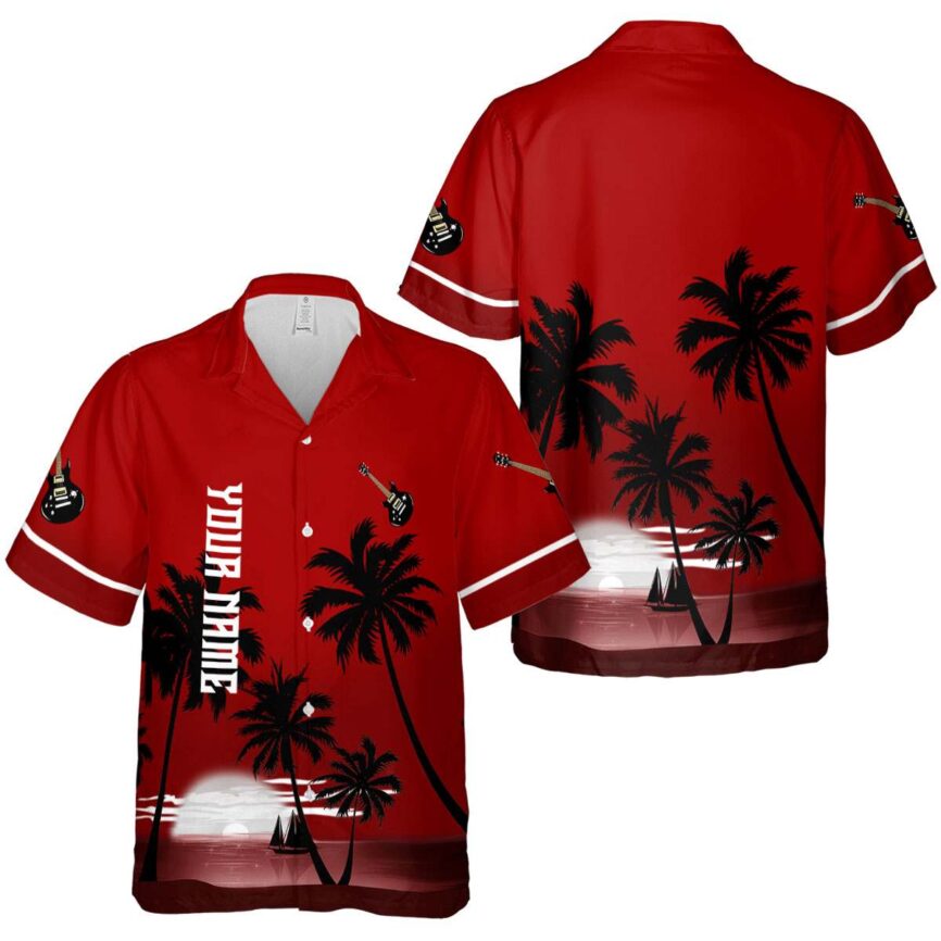 Personalized Guitar Ocean Sunset Hawaiian Shirt Premium grade