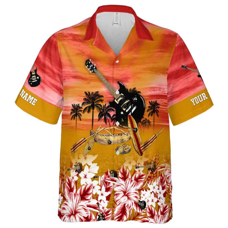 Personalized Guitar Sunset Beach Canoe Hawaiian Shirt Fashion forward
