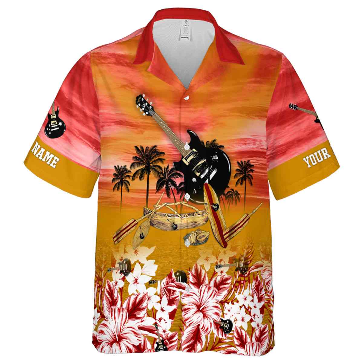 Personalized Guitar Sunset Beach Canoe Hawaiian Shirt Fashion forward Personalized Guitar Sunset Beach Canoe Hawaiian Shirt Fashion forward