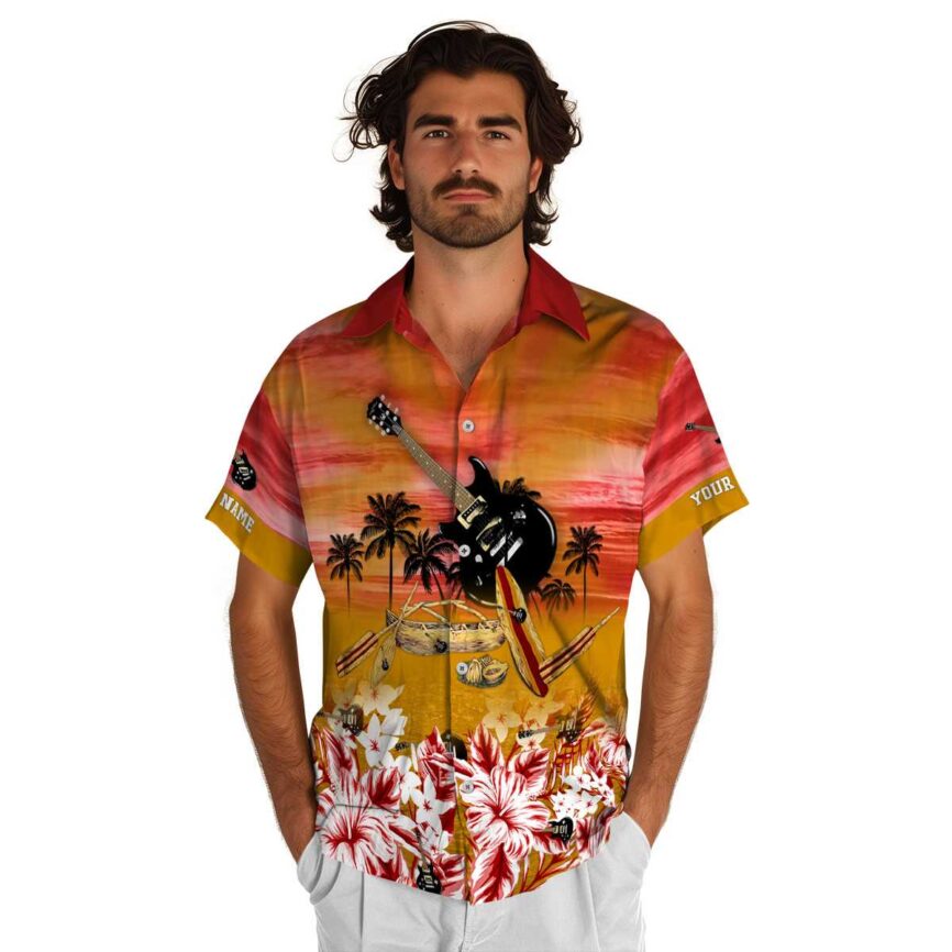 Personalized Guitar Sunset Beach Canoe Hawaiian Shirt New Arrival