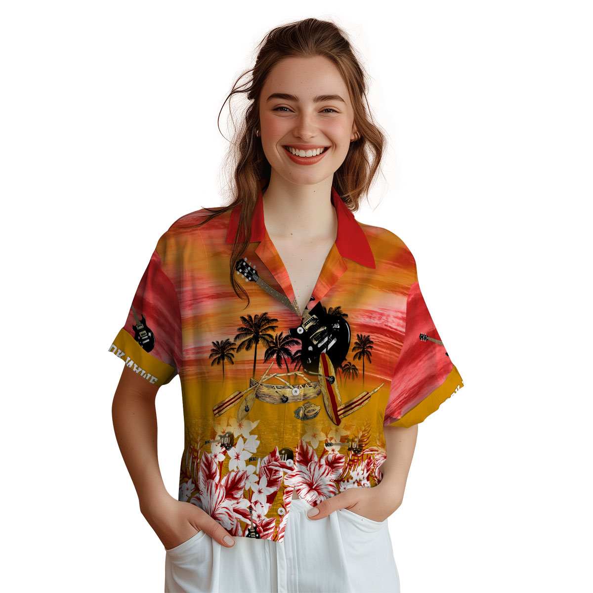 Personalized Guitar Sunset Beach Canoe Hawaiian Shirt Top rated Personalized Guitar Sunset Beach Canoe Hawaiian Shirt Top rated