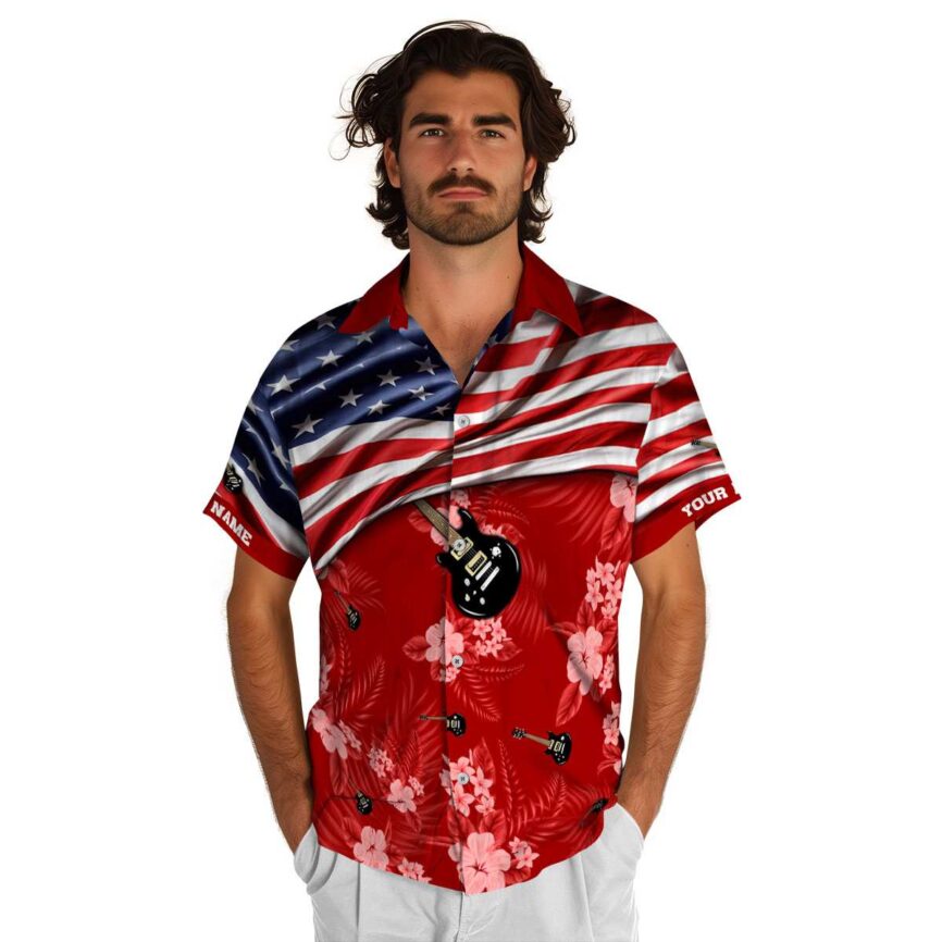 Personalized Guitar US Flag Themed Hawaiian Shirt New Arrival