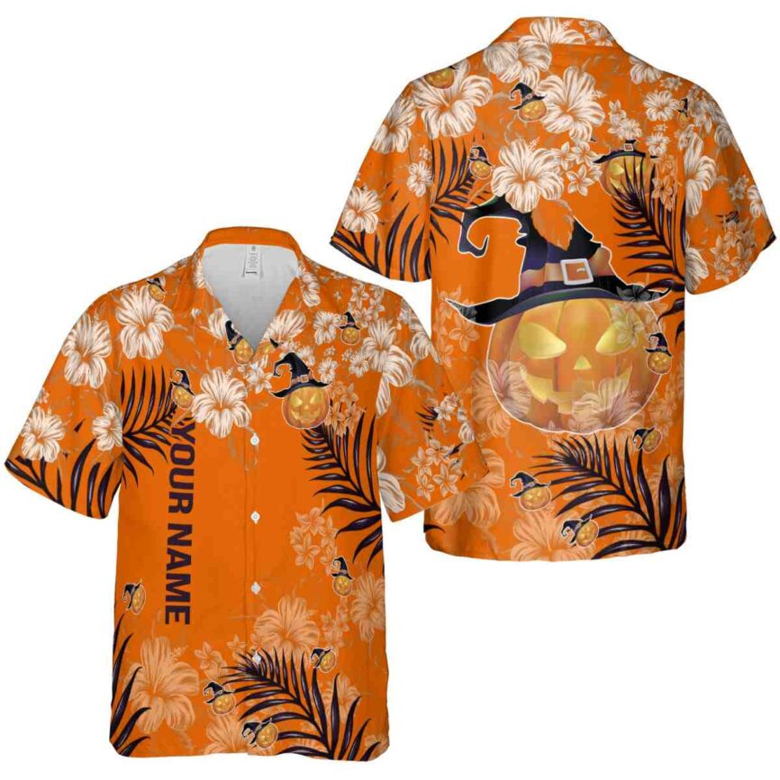Personalized Halloween Hibiscus Pattern Hawaiian Shirt Premium grade