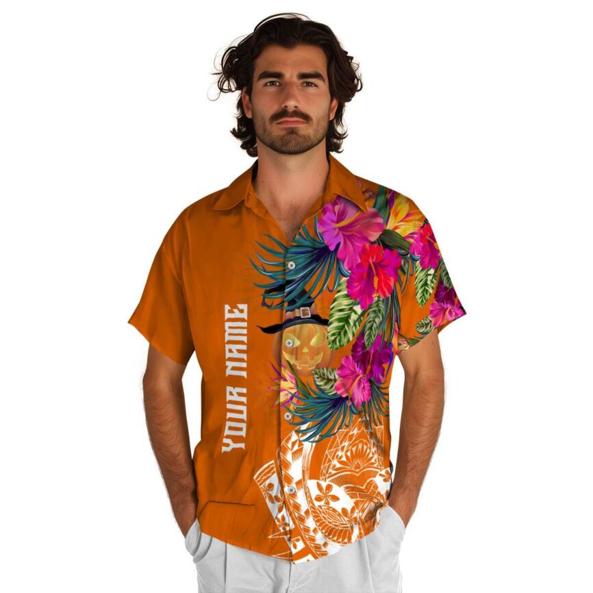 Personalized Halloween Polynesian Flowers Hawaiian Shirt New Arrival