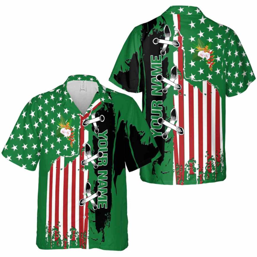Personalized Hawaiian Flower Shirt Flag Stitches Hawaiian Shirt Premium grade