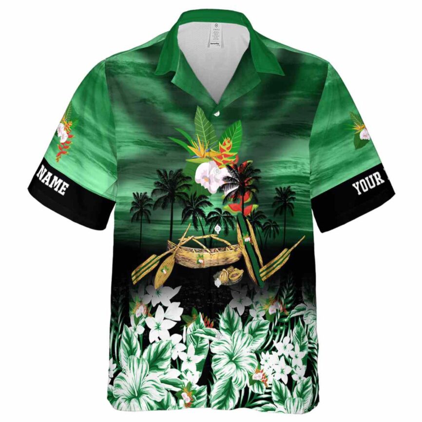 Personalized Hawaiian Flower Shirt Sunset Beach Canoe Hawaiian Shirt Fashion forward