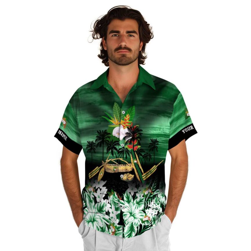 Personalized Hawaiian Flower Shirt Sunset Beach Canoe Hawaiian Shirt New Arrival