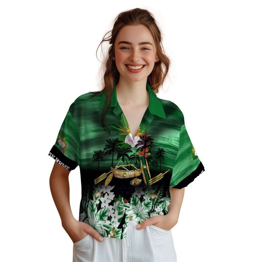 Personalized Hawaiian Flower Shirt Sunset Beach Canoe Hawaiian Shirt Top rated