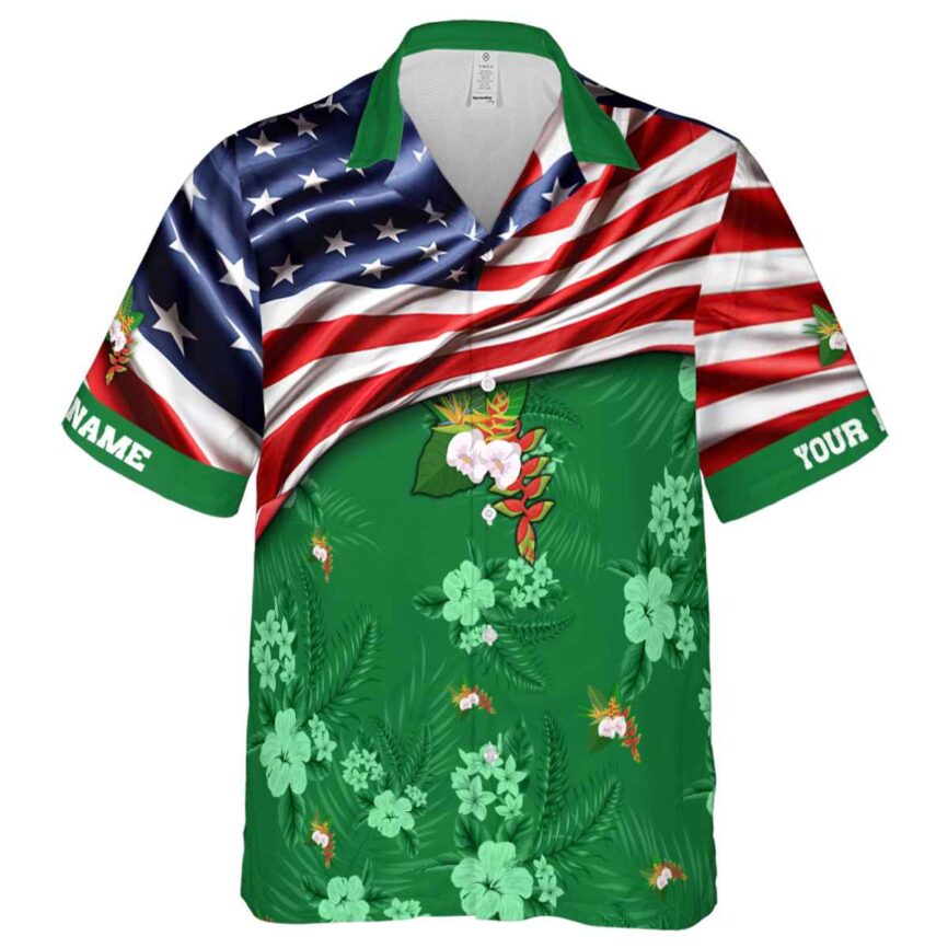 Personalized Hawaiian Flower Shirt US Flag Themed Hawaiian Shirt Fashion forward