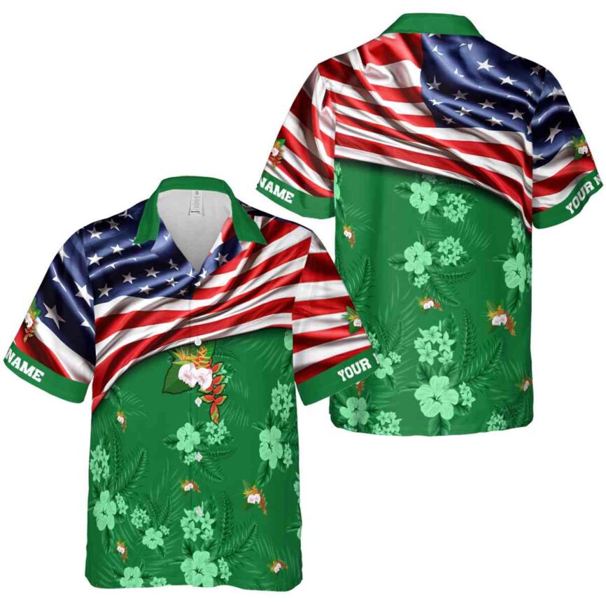 Personalized Hawaiian Flower Shirt US Flag Themed Hawaiian Shirt Premium grade