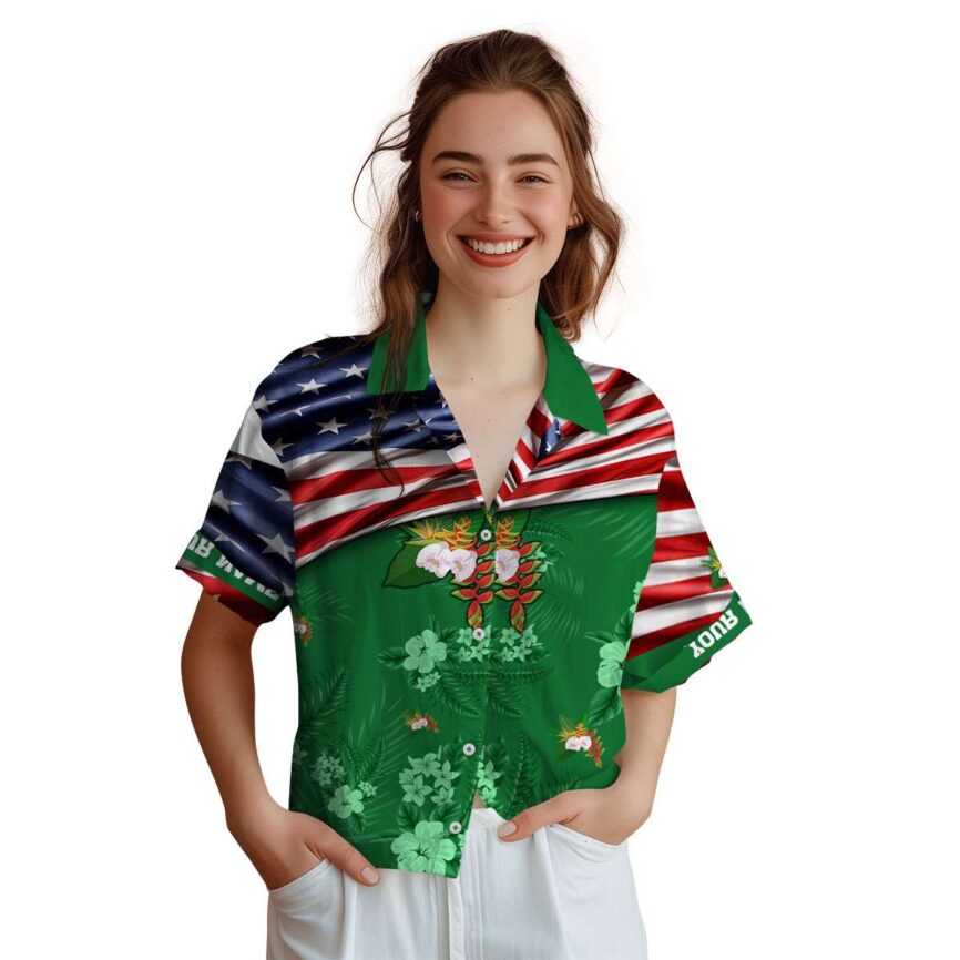 Personalized Hawaiian Flower Shirt US Flag Themed Hawaiian Shirt Top rated