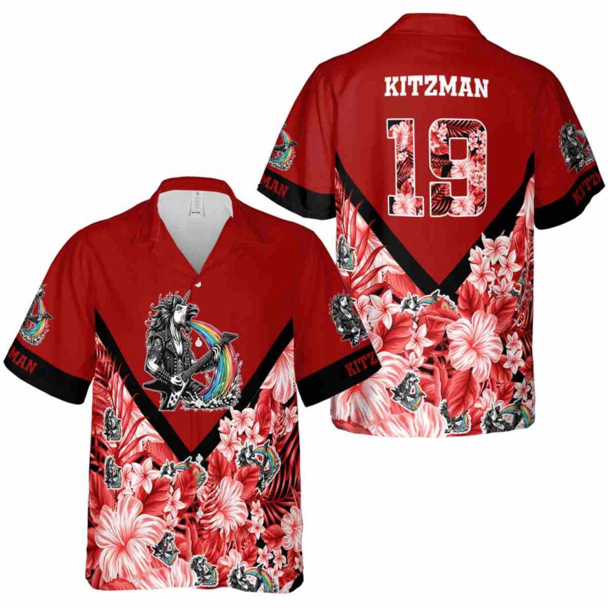 Personalized Heavy Metal Bold Floral Number Hawaiian Shirt Premium grade