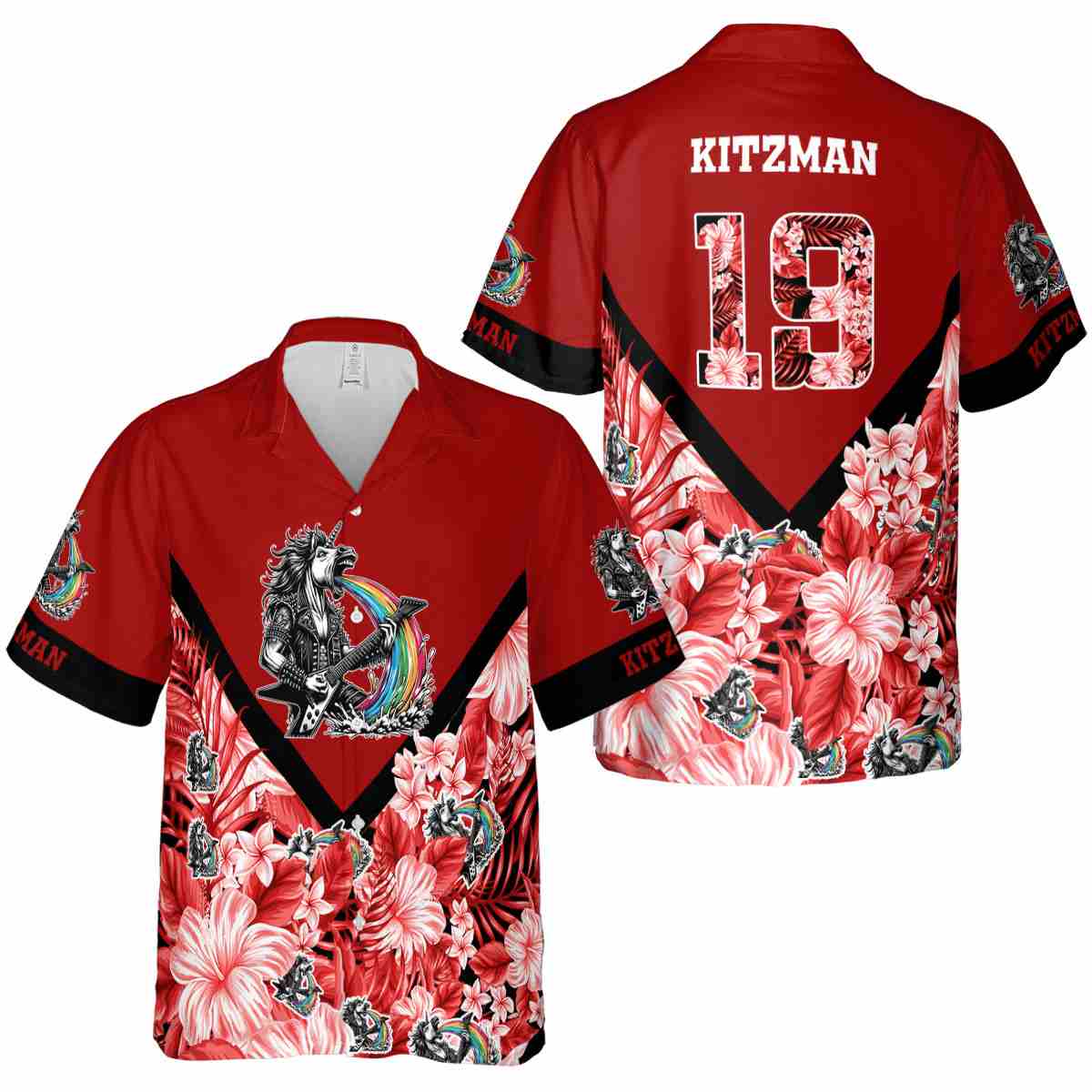 Personalized Heavy Metal Bold Floral Number Hawaiian Shirt Premium grade Personalized Heavy Metal Bold Floral Number Hawaiian Shirt Premium grade