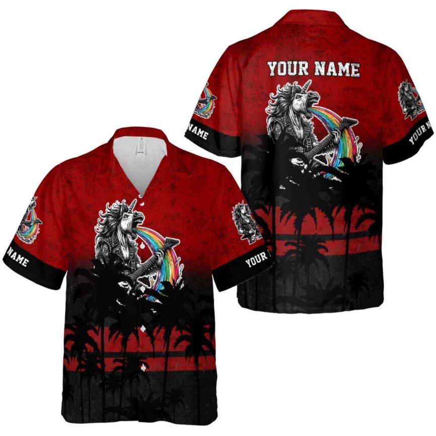 Personalized Heavy Metal Sunset Gradient Hawaiian Shirt Premium grade