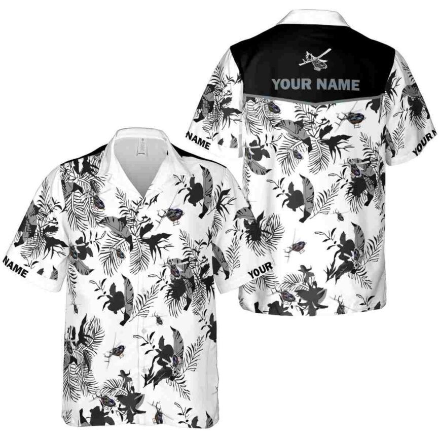 Personalized Helicopter Leafy Accents Hawaiian Shirt Premium grade