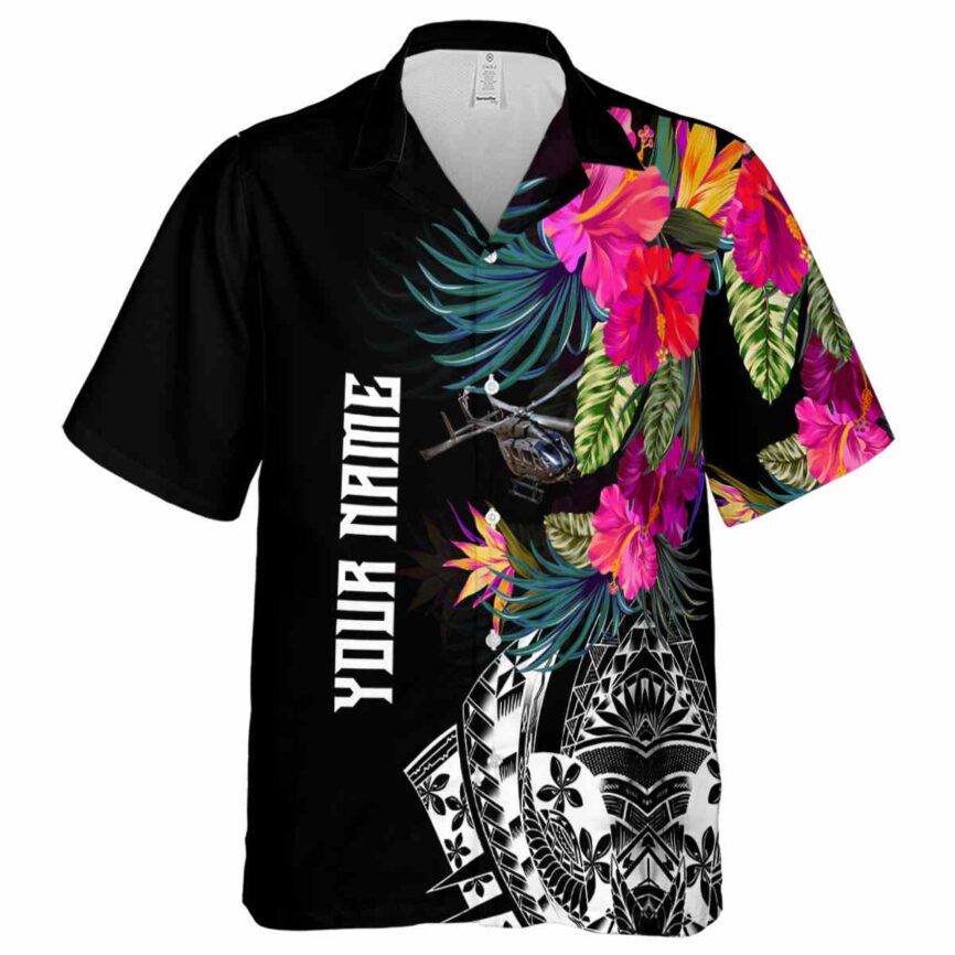 Personalized Helicopter Polynesian Flowers Hawaiian Shirt Fashion forward