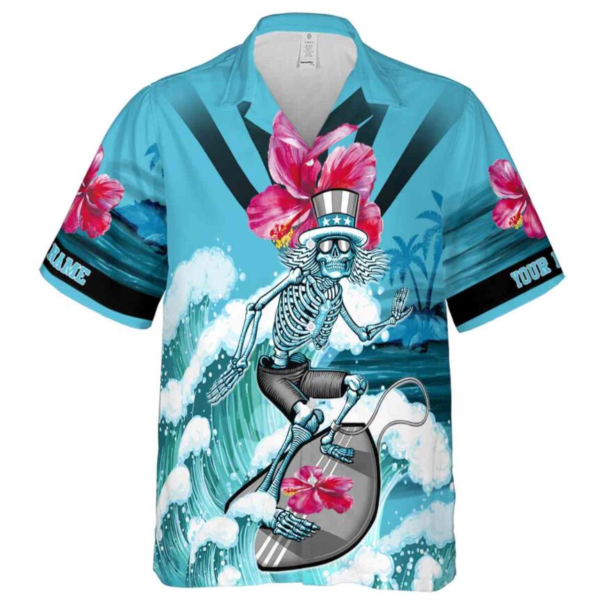 Personalized Hibiscus Grateful Dead Motif Hawaiian Shirt Fashion forward