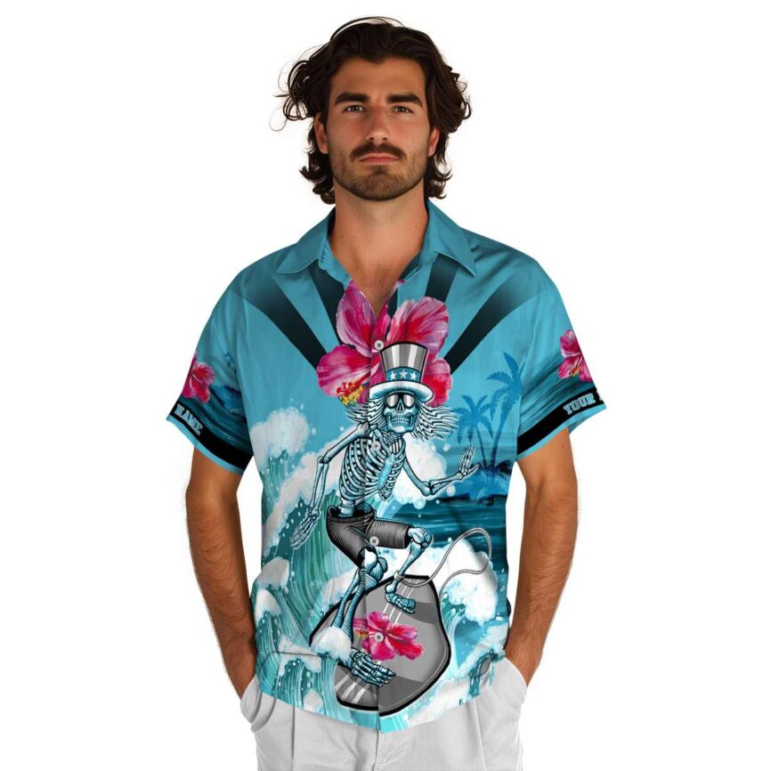 Personalized Hibiscus Grateful Dead Motif Hawaiian Shirt New Arrival