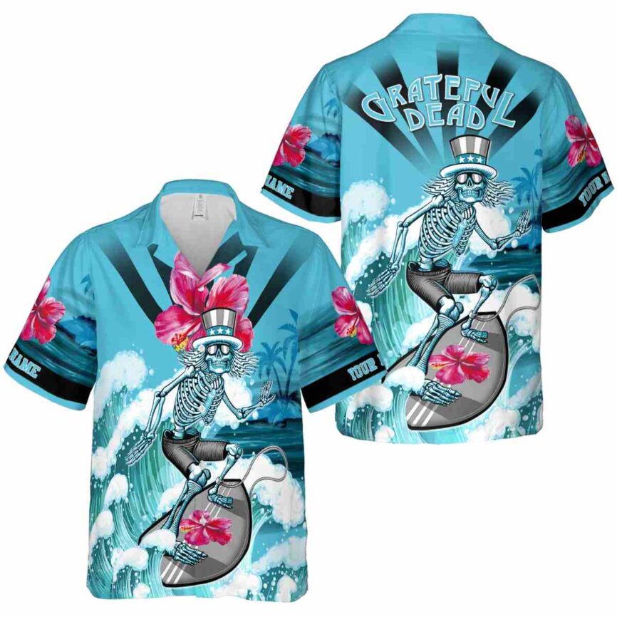 Personalized Hibiscus Grateful Dead Motif Hawaiian Shirt Premium grade
