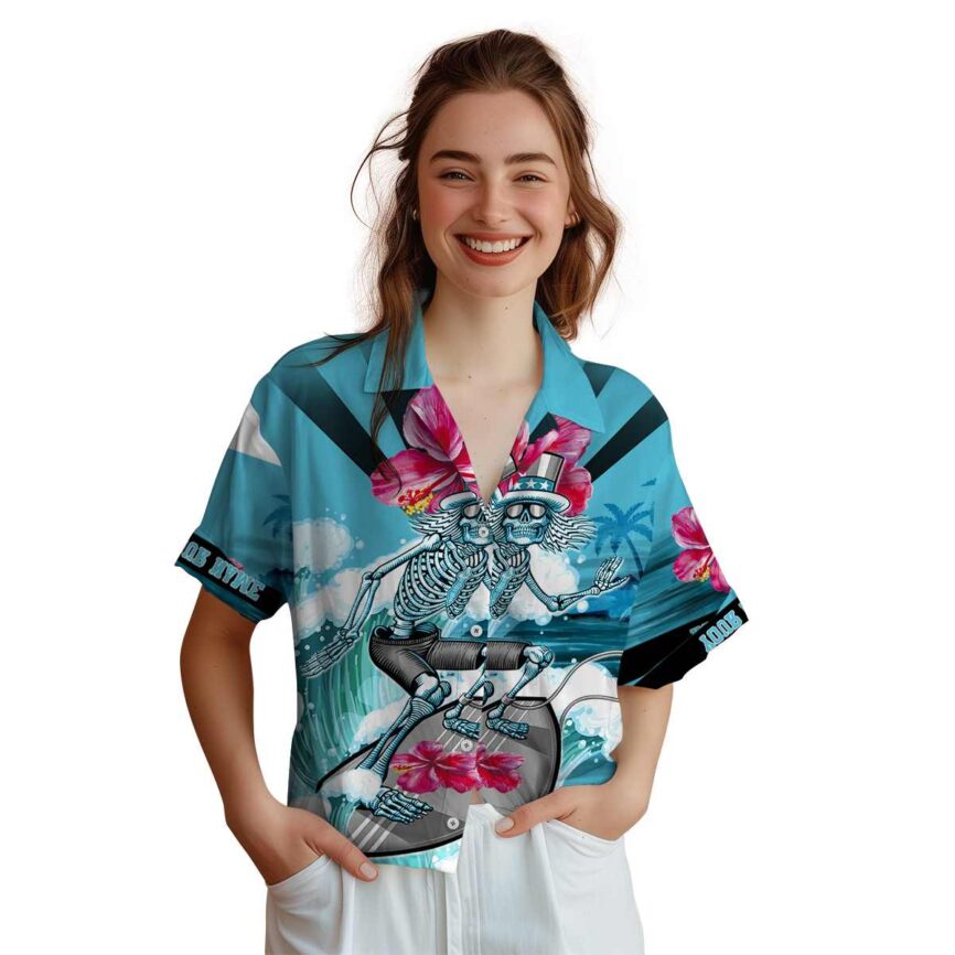 Personalized Hibiscus Grateful Dead Motif Hawaiian Shirt Top rated