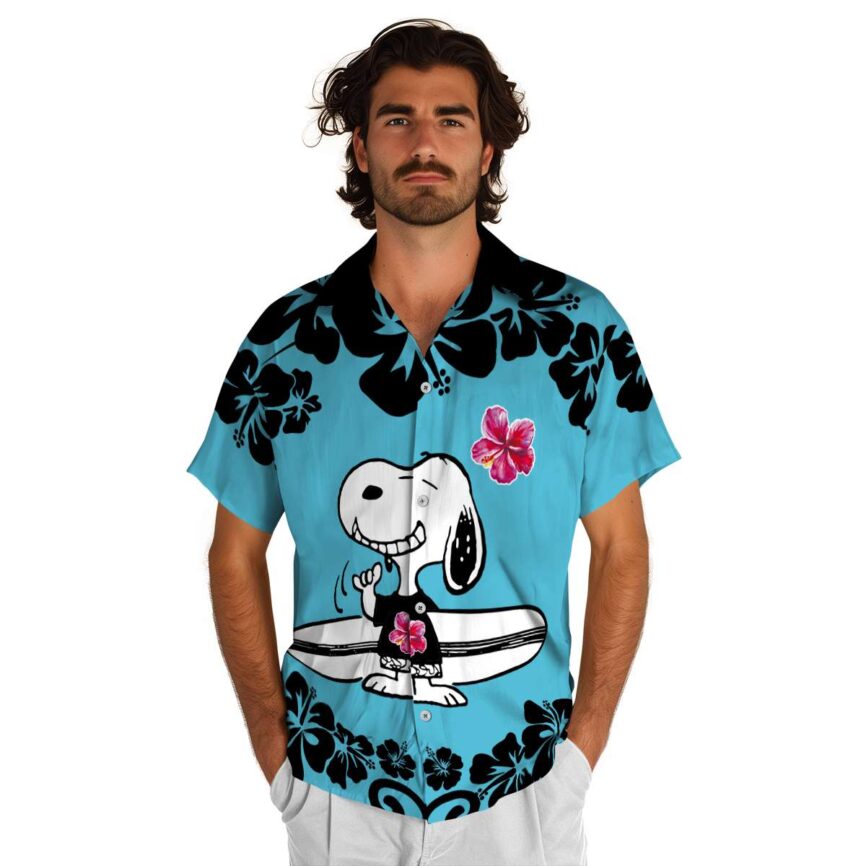 Personalized Hibiscus Surfing Snoopy Hawaiian Shirt New Arrival