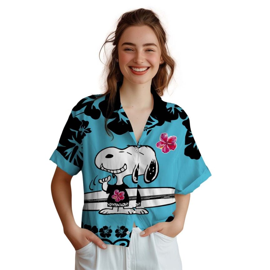 Personalized Hibiscus Surfing Snoopy Hawaiian Shirt Top rated