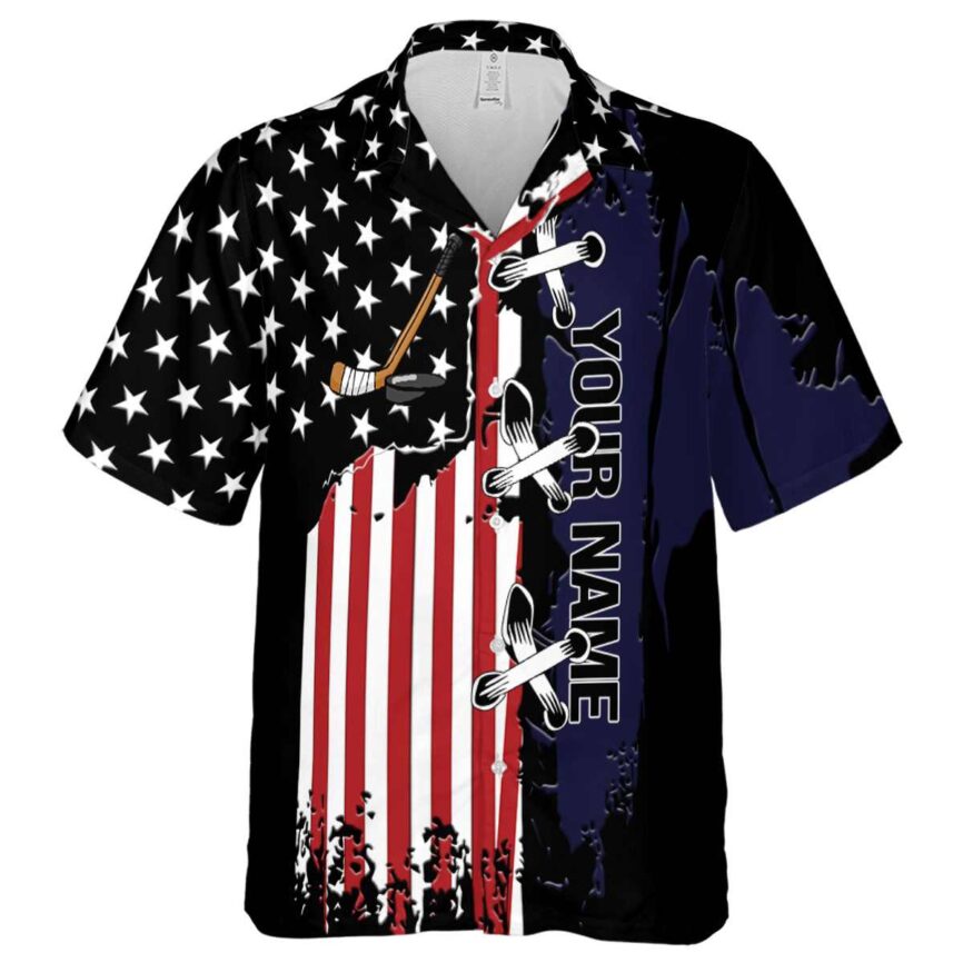 Personalized Hockey Flag Stitches Hawaiian Shirt Fashion forward