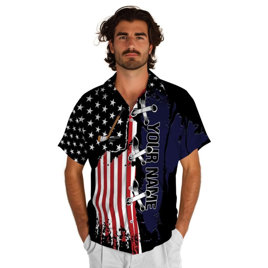 Personalized Hockey Flag Stitches Hawaiian Shirt New Arrival