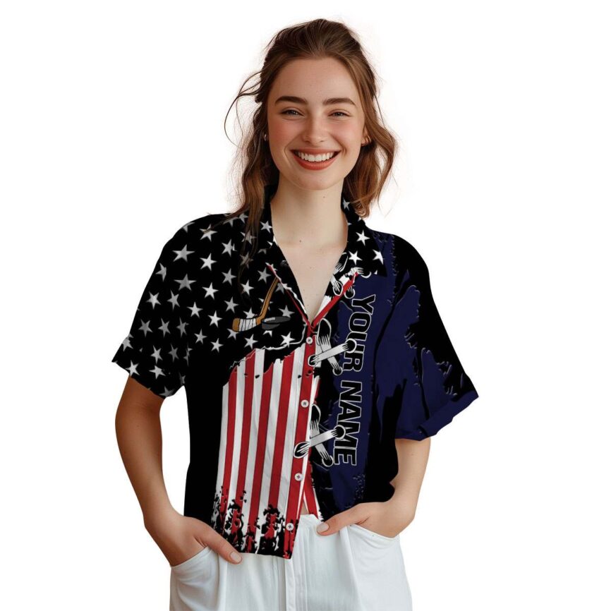 Personalized Hockey Flag Stitches Hawaiian Shirt Top rated