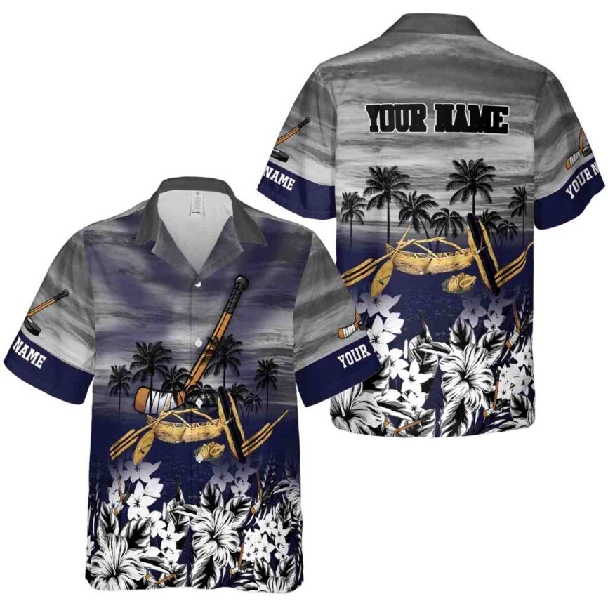 Personalized Hockey Sunset Beach Canoe Hawaiian Shirt Premium grade
