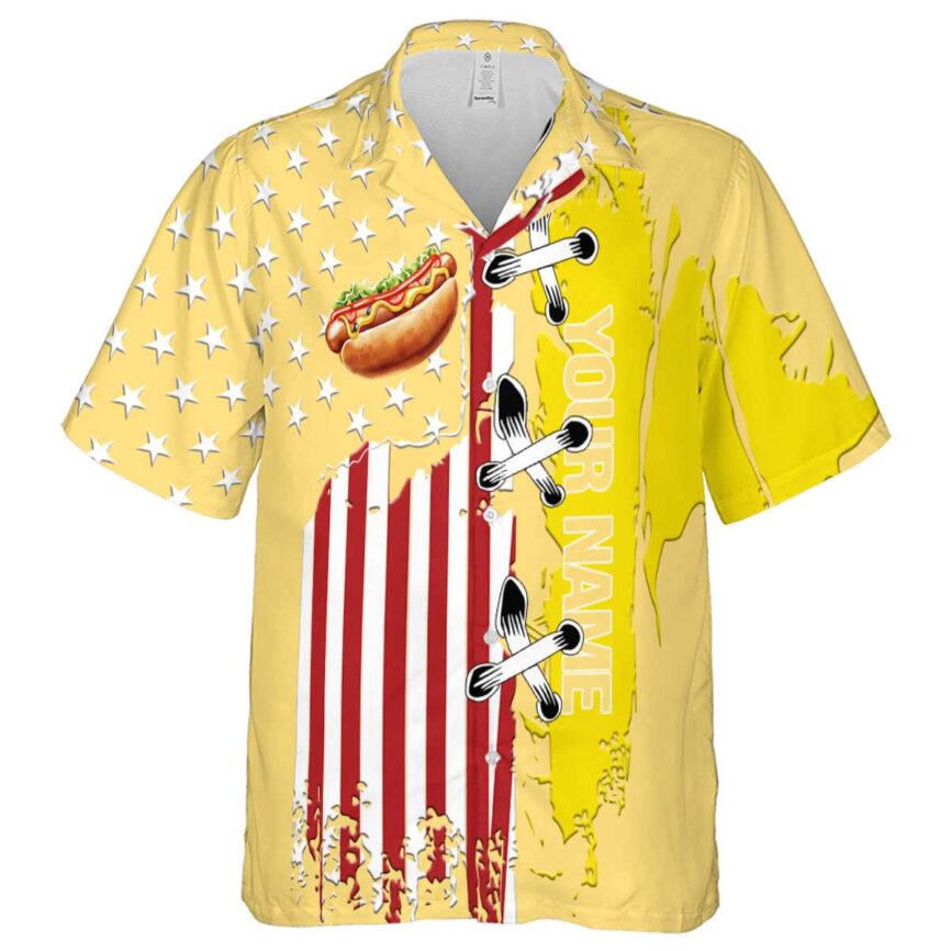 Personalized Hot Dog Flag Stitches Hawaiian Shirt Fashion forward