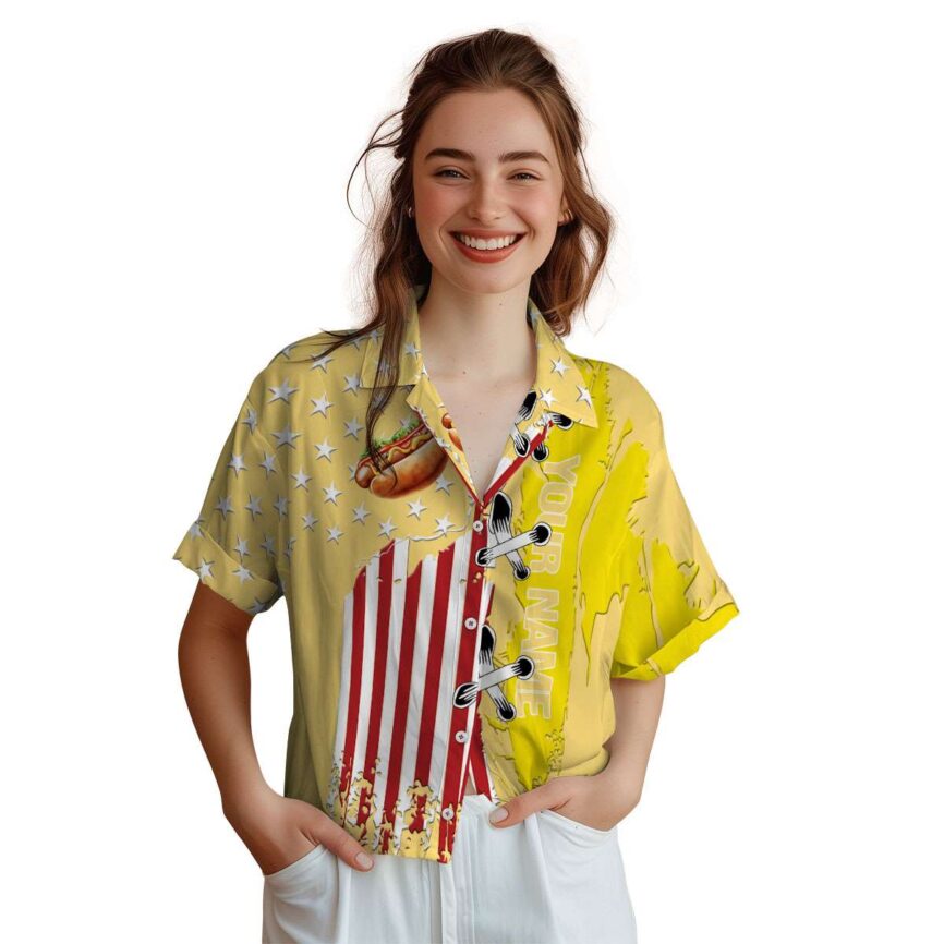 Personalized Hot Dog Flag Stitches Hawaiian Shirt Top rated