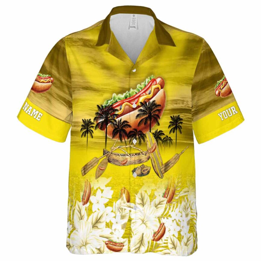 Personalized Hot Dog Sunset Beach Canoe Hawaiian Shirt Fashion forward