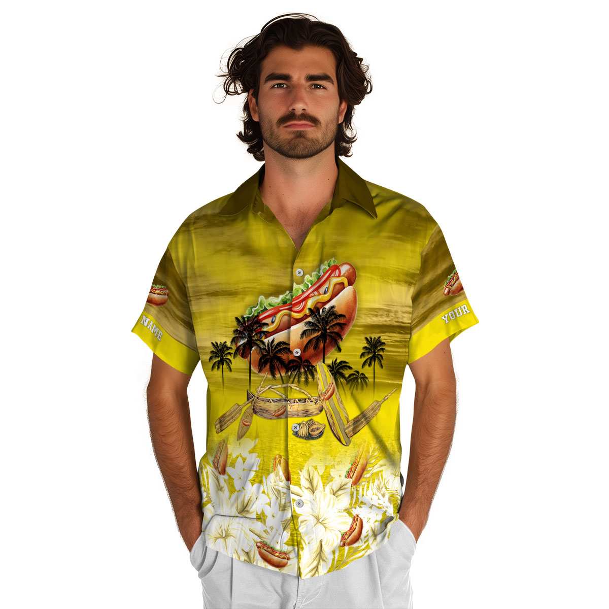 Personalized Hot Dog Sunset Beach Canoe Hawaiian Shirt New Arrival Personalized Hot Dog Sunset Beach Canoe Hawaiian Shirt New Arrival