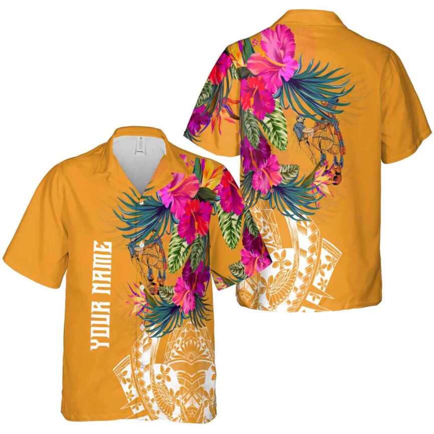 Personalized Ironworker Polynesian Flowers Hawaiian Shirt Premium grade