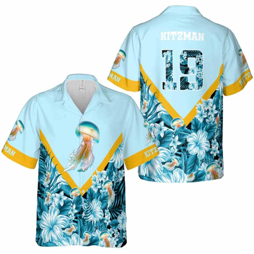 Personalized Jellyfish Bold Floral Number Hawaiian Shirt Premium grade