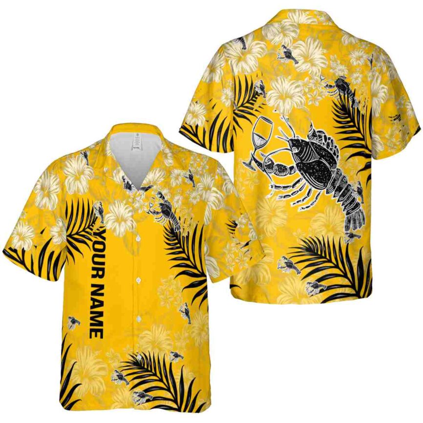 Personalized Lobster Hibiscus Pattern Hawaiian Shirt Premium grade