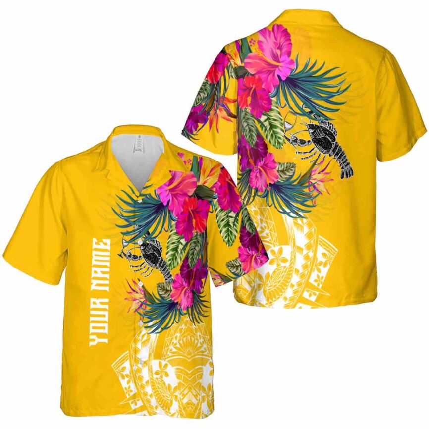 Personalized Lobster Polynesian Flowers Hawaiian Shirt Premium grade