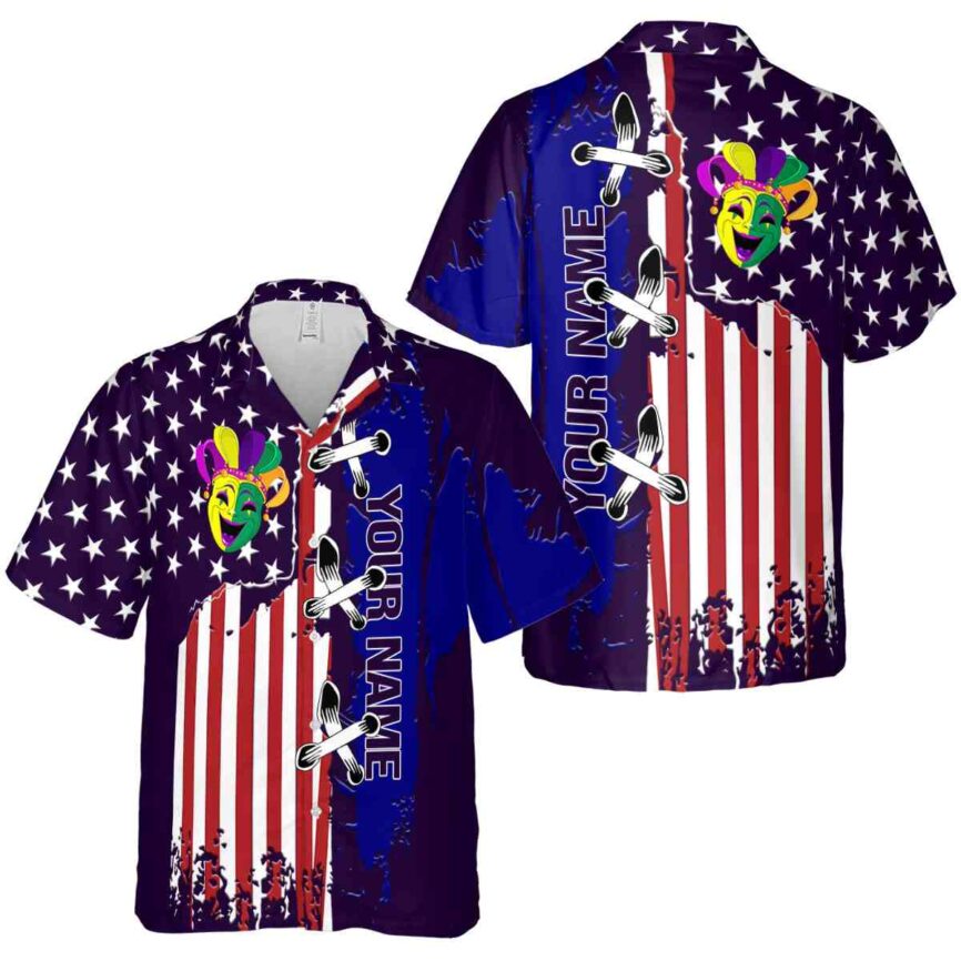 Personalized Mardi Gras Flag Stitches Hawaiian Shirt Premium grade